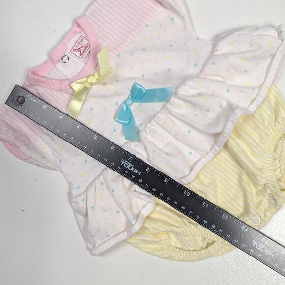 Vtg Buster Brown Bubble Romper Baby Girls Sz 6-9m Pastel Colorblock 90s - Picture 5 of 7